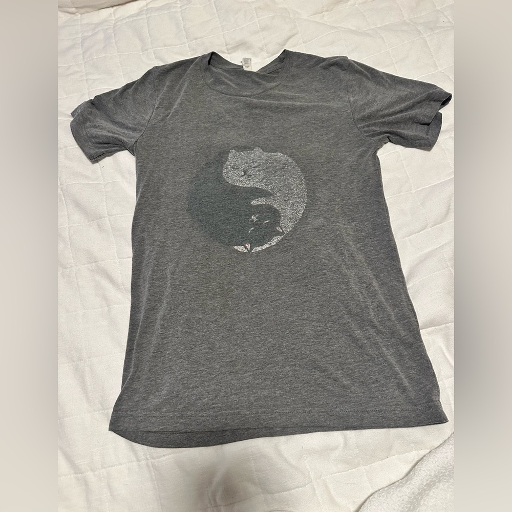 Bella Canvas Gray Short Sleeve Cat Yin Yang Tee
